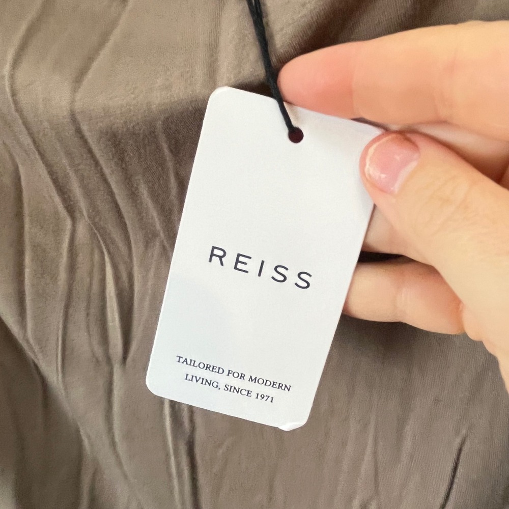 NWT REISS Taupe Mocha Drape Front Midi Knit Dress Size S - Picture 5 of 6